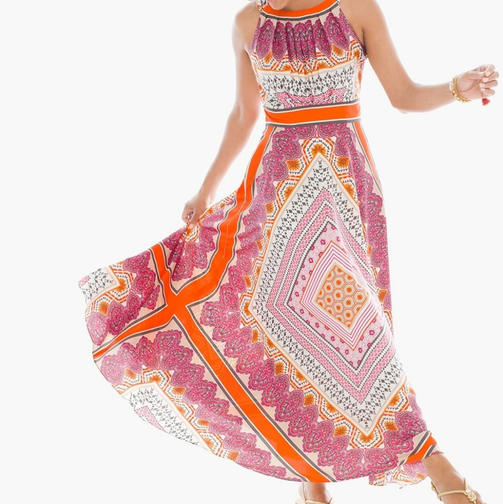 Scarf Print Maxi Dress